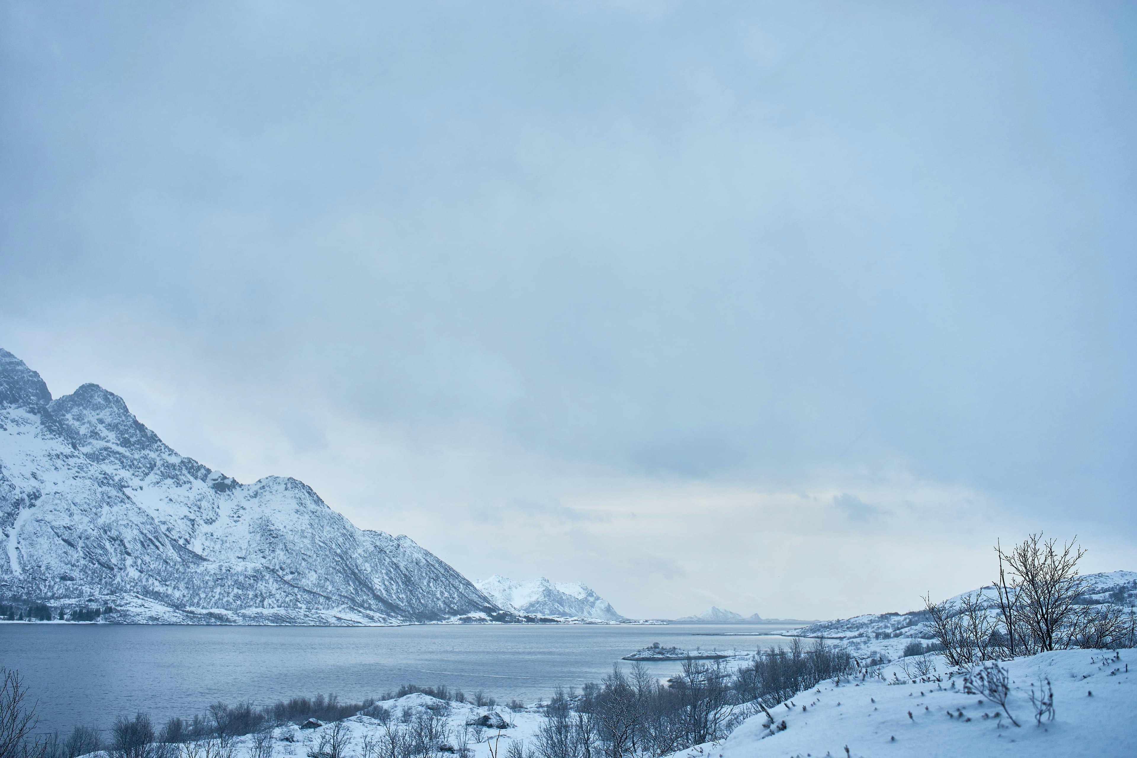 Ship in snowy mountains